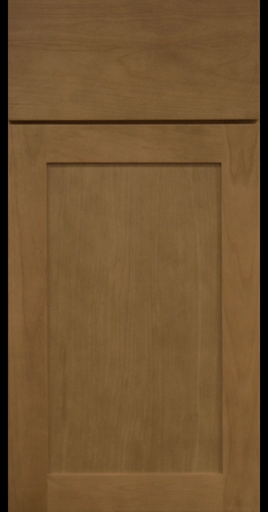 Dark Stain Finish on shaker cabinet door with matching Slab Drawer Front.