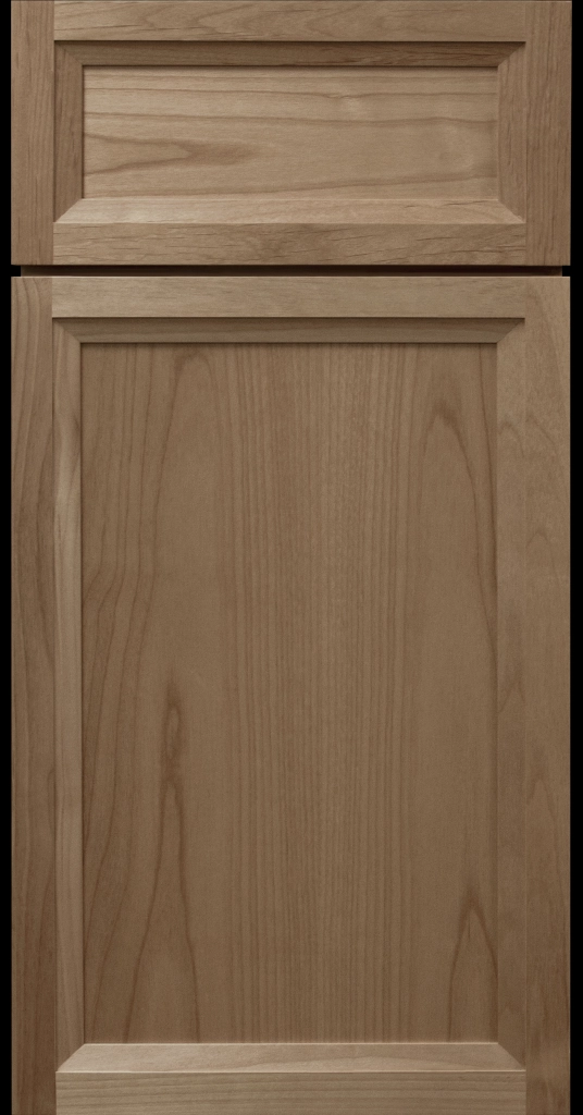 Littleton Fawn Cabinet with Darker semi-gloss stain on natural wood and tapered inside molding.